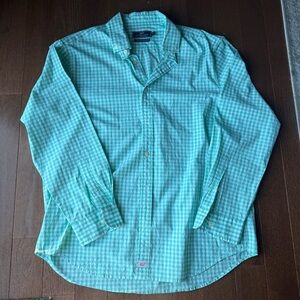 Vineyard Vines Classic Fit Murray Shirt Light Green Checkered Plaid Men's Size M